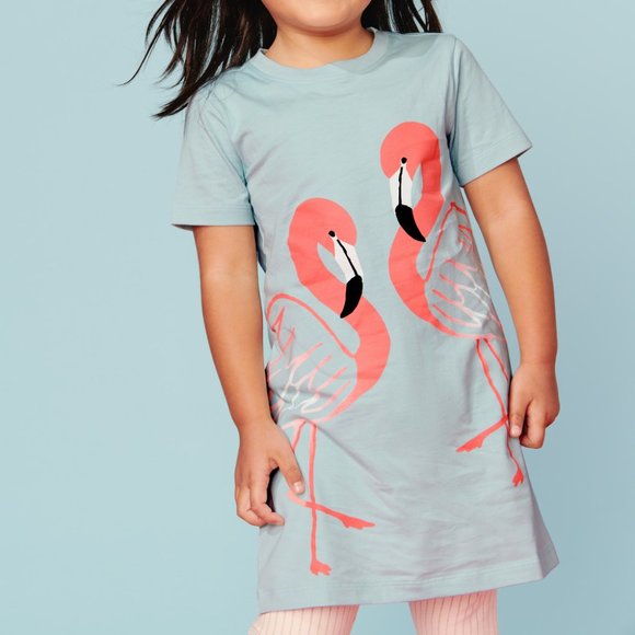 Tea Collection Flamingo Friends T-Shirt Dress 5 New - Picture 1 of 2